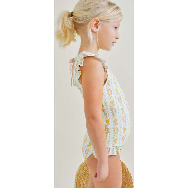 Girls Linear Citrus Ruffle Sleeve Rashguard One Piece - One Pieces - 3