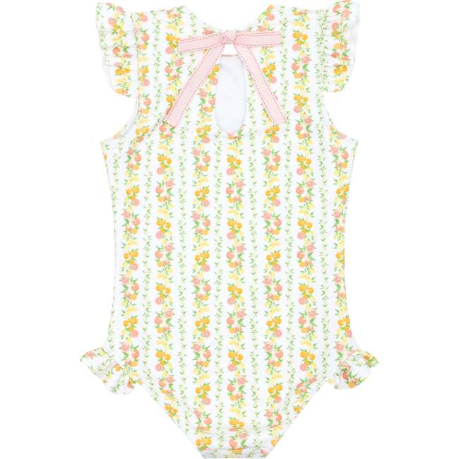 Girls Linear Citrus Ruffle Sleeve Rashguard One Piece - One Pieces - 4