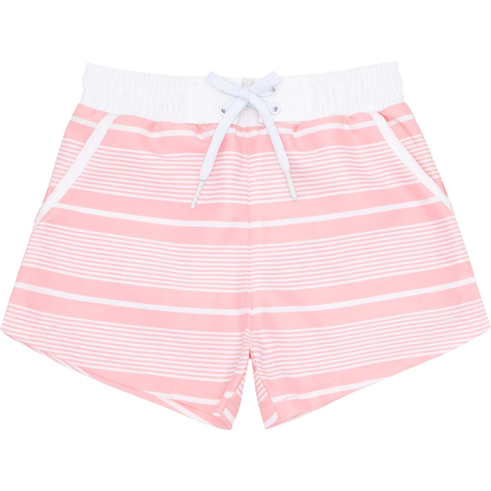 Boys Sorbet Pink Stripe Boardie With Pockets - Swim Trunks - 1