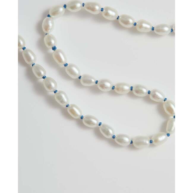 Girls Rice Pearl Necklace, Blue