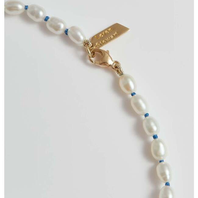 Girls Rice Pearl Necklace, Blue - Necklaces - 3
