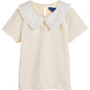 Wynn Collared Jersey Top, White with White Collar - Tees - 1 - thumbnail