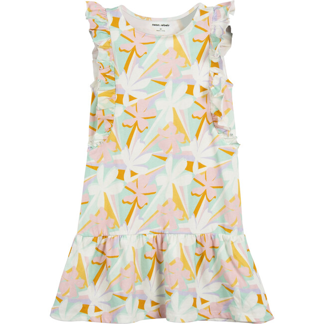 Coco Ruffle Dress, Abstract Pastel Floral