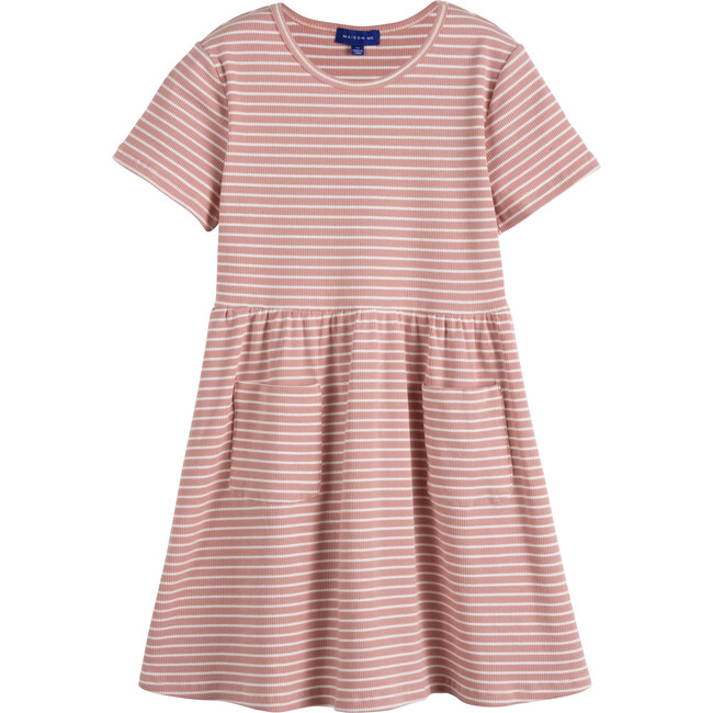 Marla Dress, Dusty Pink & Ivory Stripe - Dresses - 1