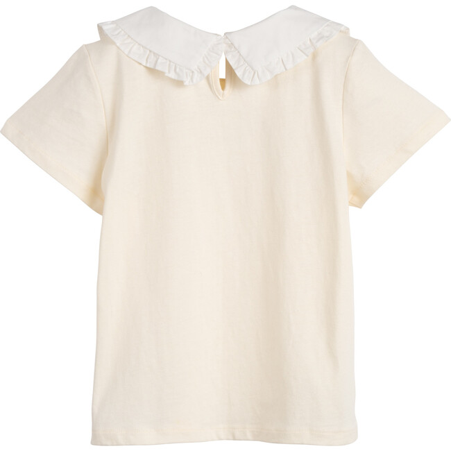 Wynn Collared Jersey Top, White with White Collar - Tees - 3