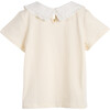 Wynn Collared Jersey Top, White with White Collar - Tees - 3 - thumbnail