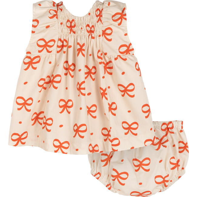 Baby Nami Dress with Bloomer, Red & Cream Bows