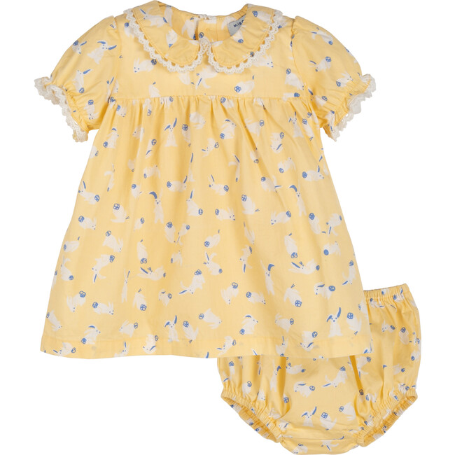 Baby Margaret Dress with Bloomer, Yellow Bunnies