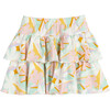 Courtney Ruffle Skirt, Abstract Pastel Floral - Skirts - 1 - thumbnail