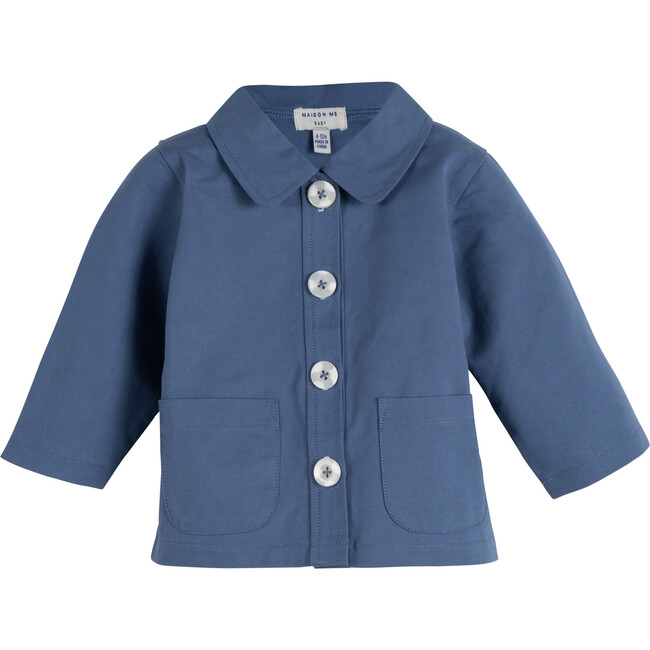 Baby Ansel Twill Jacket, Indigo Blue - Jackets - 1