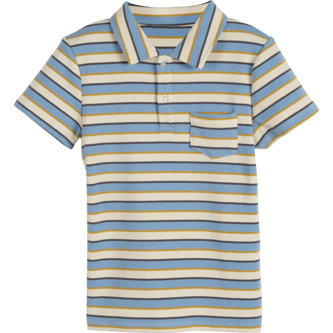 Arthur Short Sleeve Polo, Blue & Cream Stripe