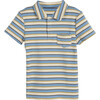 Arthur Short Sleeve Polo, Blue & Cream Stripe - Polo Shirts - 1 - thumbnail