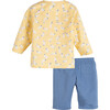 Baby Fitz Collarless Shirt & Pant Set, Yellow Bunnies Shirt & Blue Pants - Mixed Apparel Set - 3