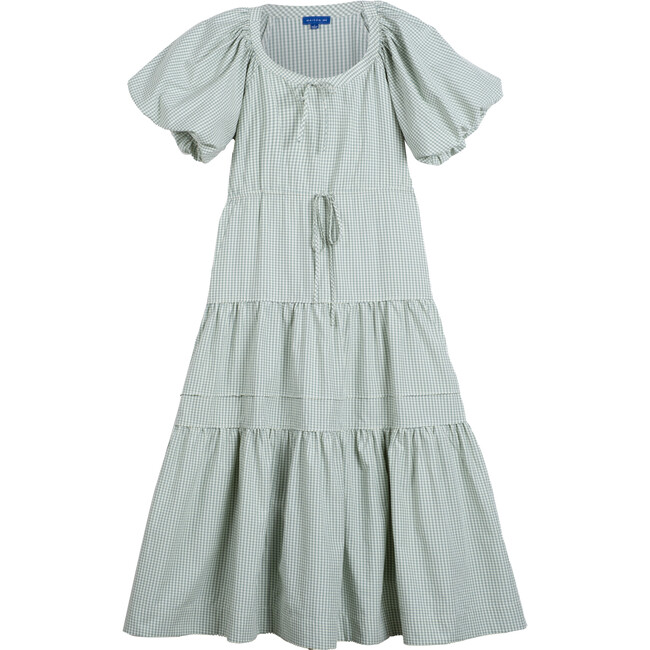 Women's Marina Dress, Sage Gingham - Dresses - 1 - zoom