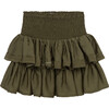 Smocked Satin Skirt, Green - Skirts - 1 - thumbnail