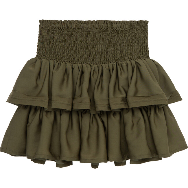 Smocked Satin Skirt, Green