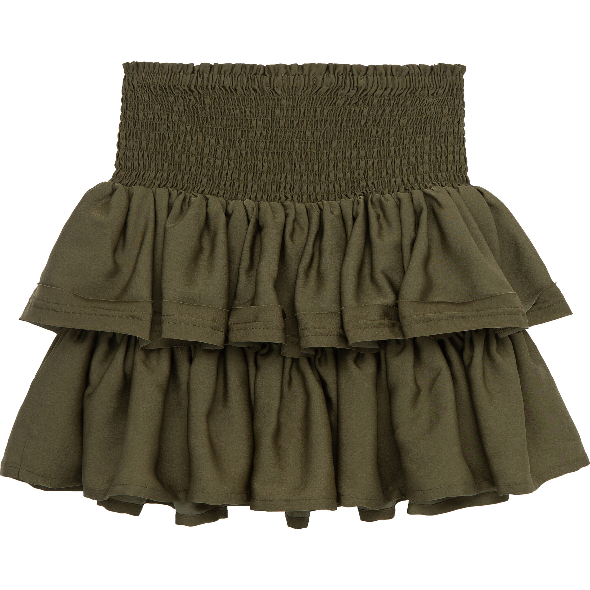 Smocked Satin Skirt, Green - Truce Skirts Maisonette