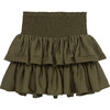Smocked Satin Skirt, Green - Skirts - 2