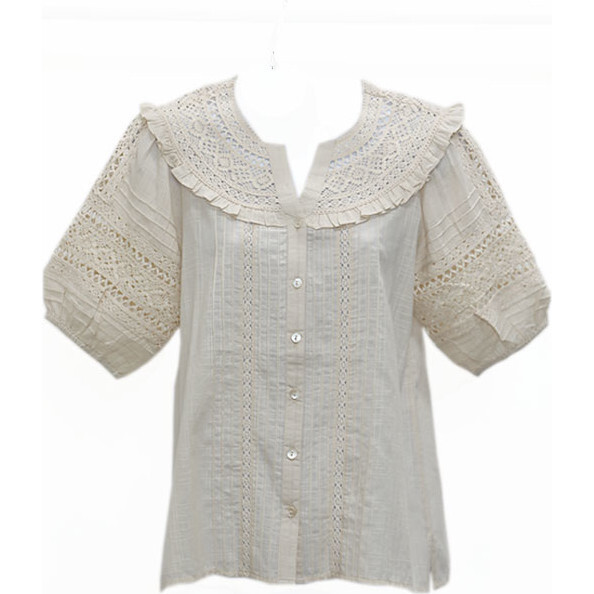 Women's Mabel Blouse, Cream - Blouses - 1