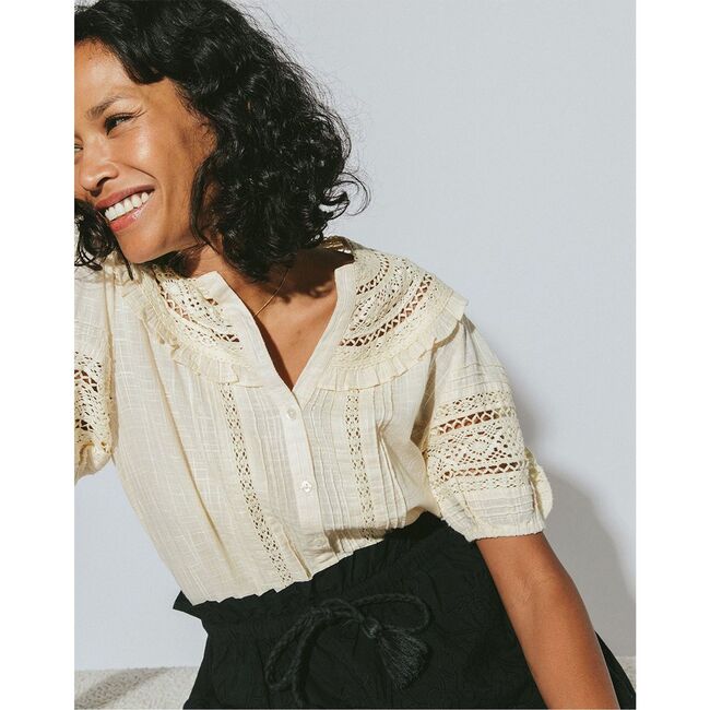 Women's Mabel Blouse, Cream - Blouses - 3
