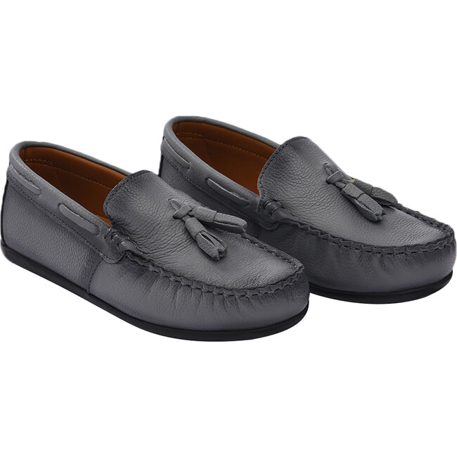 Leather Tassel Loafers, Gray
