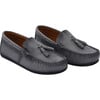 Leather Tassel Loafers, Gray - Slip Ons - 1 - thumbnail