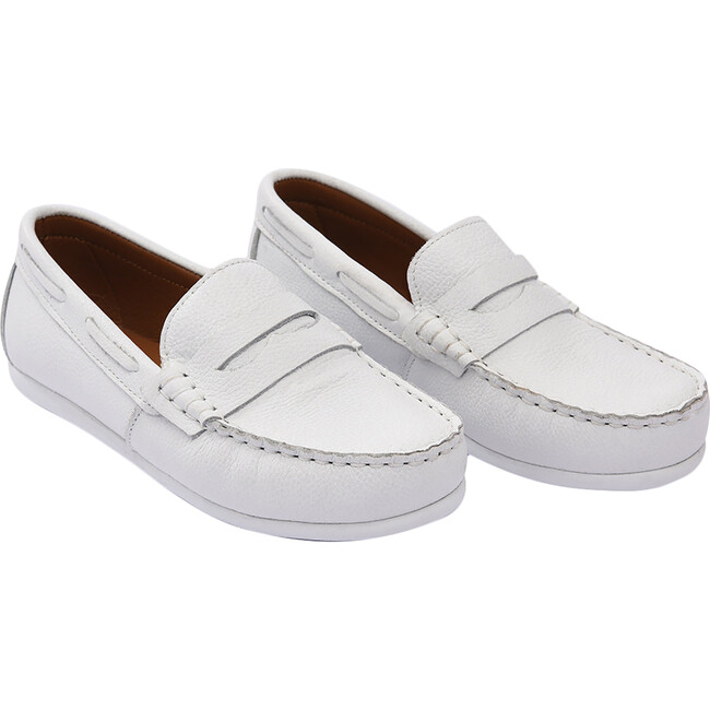 Penny Loafers, White - Slip Ons - 1