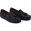 Leather Tassel Loafers, Navy - Slip Ons - 1 - thumbnail