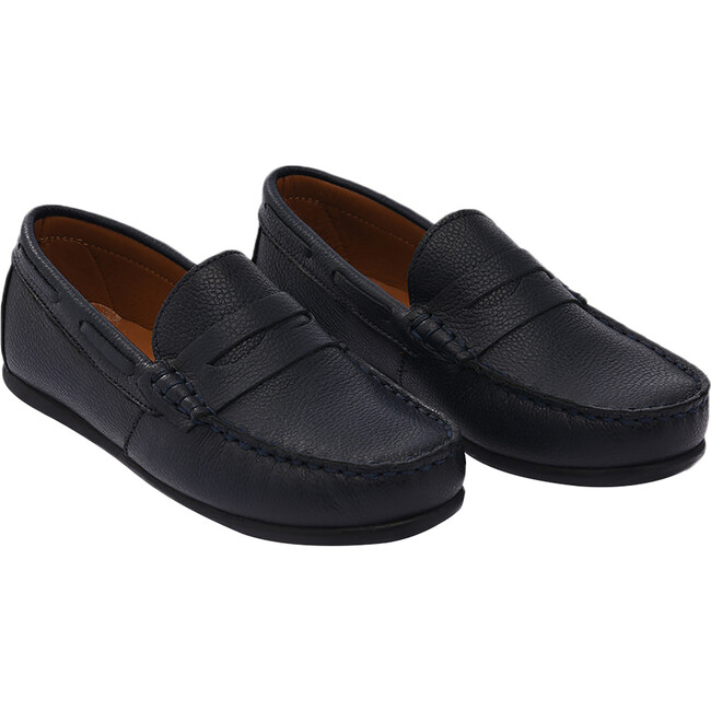 Penny Loafers, Navy - Slip Ons - 1 - zoom