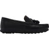 Leather Tassel Loafers, Black - Slip Ons - 2