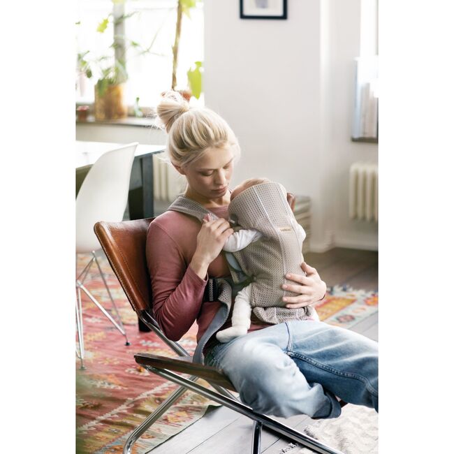 Baby Carrier Mini 3D Mesh, Grey Beige - Carriers - 3