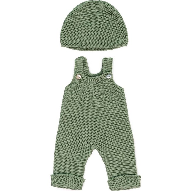 15" Knitted Doll Outfit, Overall & Beanie Hat
