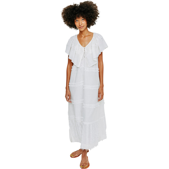 Women's Capri Dress, White Fringe