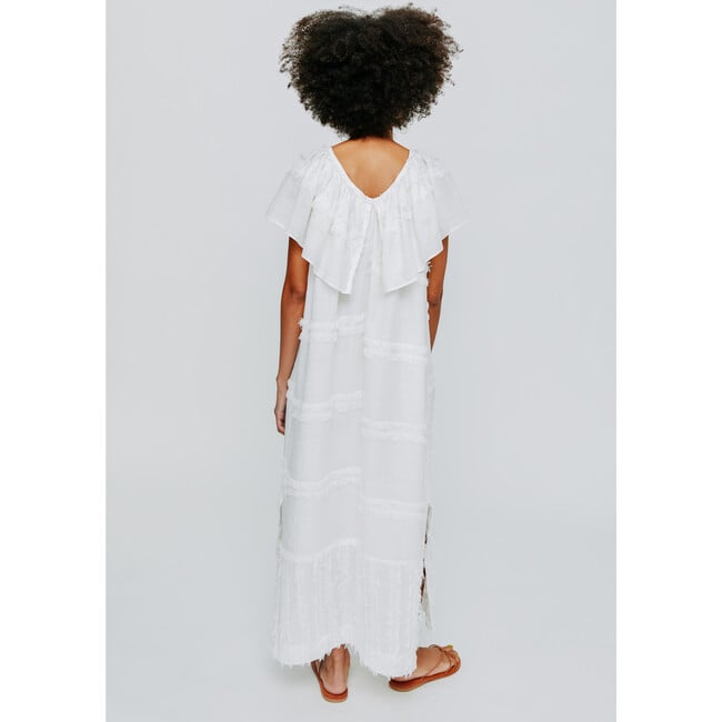 Women's Capri Dress, White Fringe - Dresses - 6