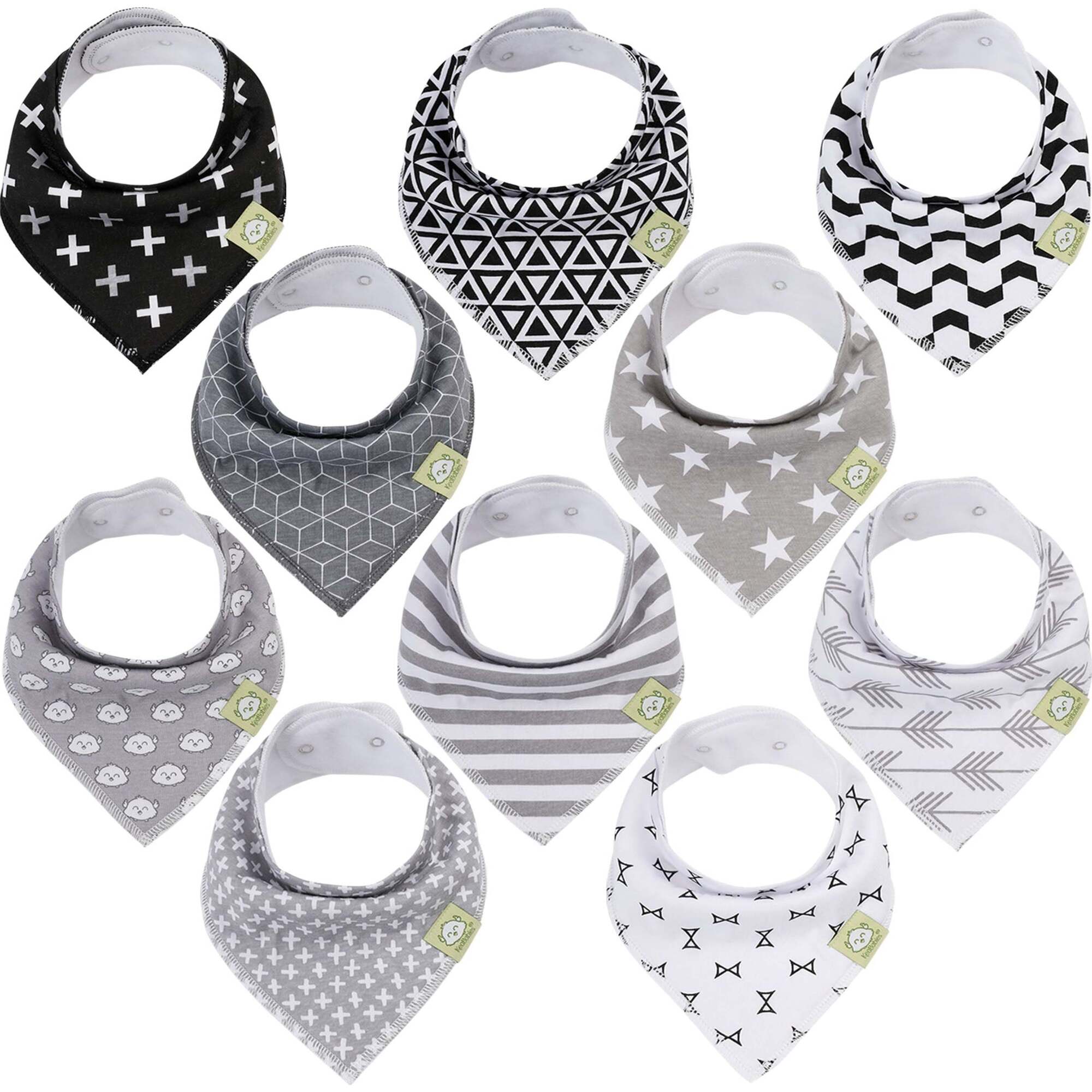10-Pack Bandana Bibs, MONOS - Bibs - 1