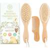 Baby Hair Brush and Comb Set, Walnut - Hair Accessories - 1 - thumbnail