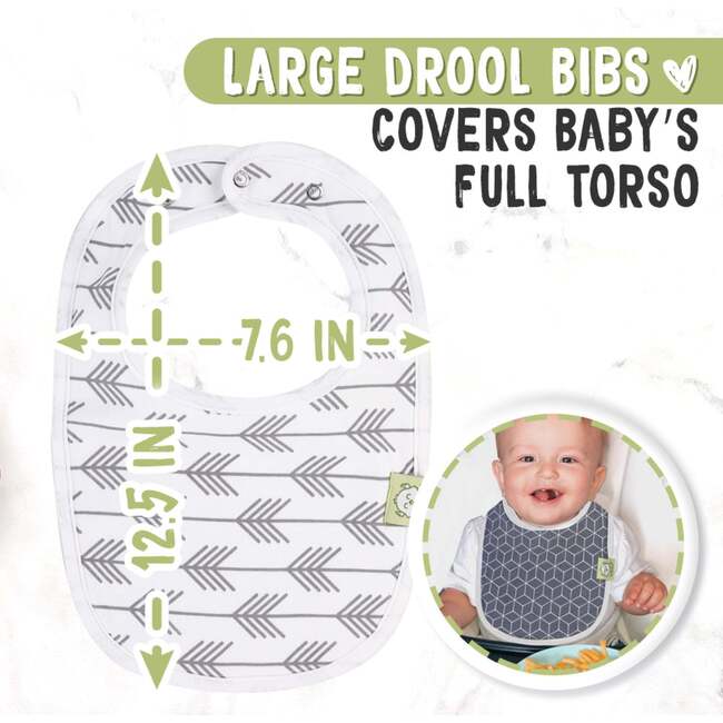 8-Pack Urban Drool Bibs Set for Baby Boys and Girls, Grayscale - Bibs - 2