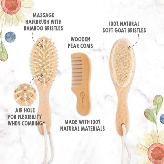 Baby Hair Brush and Comb Set, Walnut