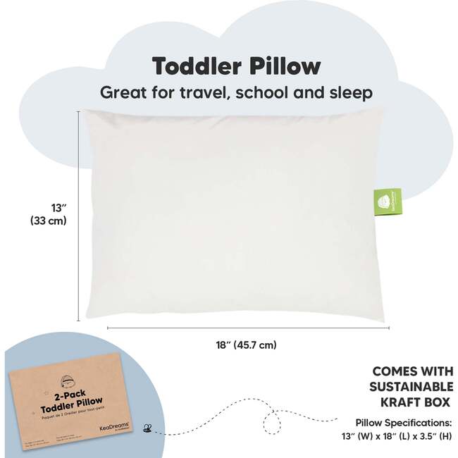 2-Pack Toddler Pillows, Soft White - Nursing Pillows - 3