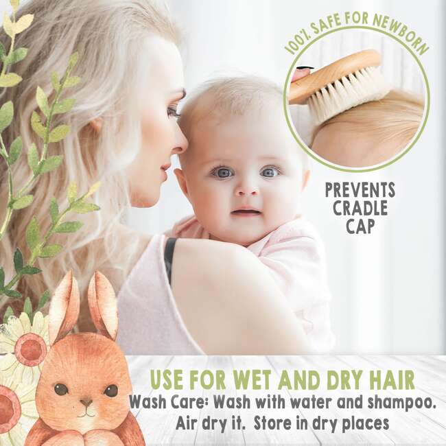 Baby Round Hair Brush and Comb Set, Walnut - Hair Accessories - 5