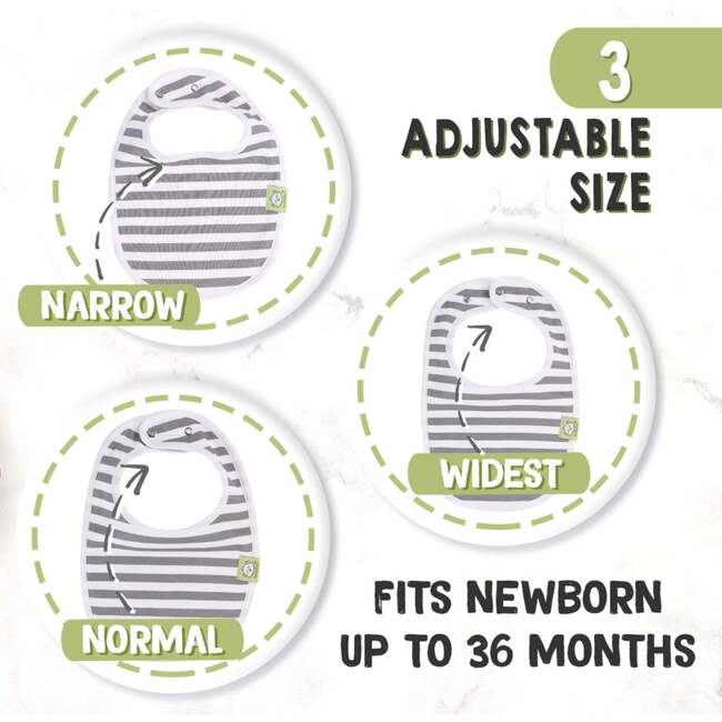 8-Pack Urban Drool Bibs Set for Baby Boys and Girls, Grayscale - Bibs - 4