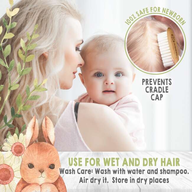 Baby Hair Brush, Walnut - Hair Accessories - 4
