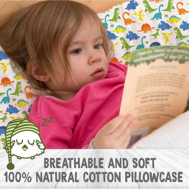 Printed Toddler Pillowcase 13X18", Happy Dino - Nursing Pillows - 4