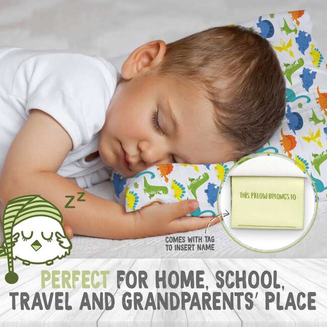 Printed Toddler Pillowcase 13X18", Happy Dino - Nursing Pillows - 6
