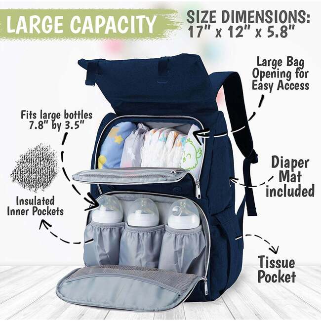 Explorer Diaper Backpack, Navy Blue