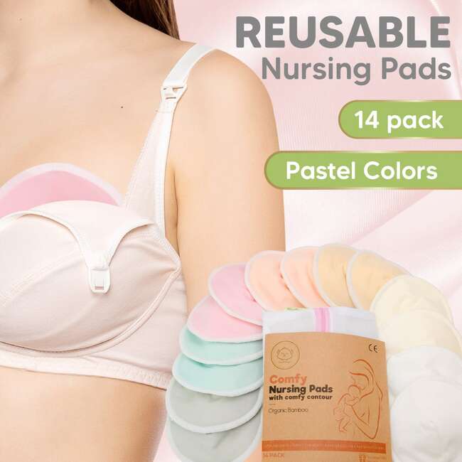COMFY Organic Nursing Pads, Pastel Touch