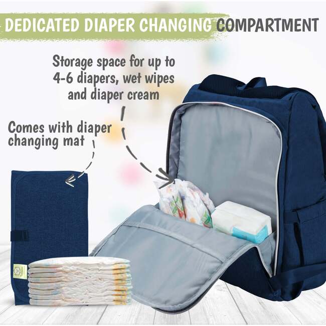 Explorer Diaper Backpack, Navy Blue - Carriers - 5