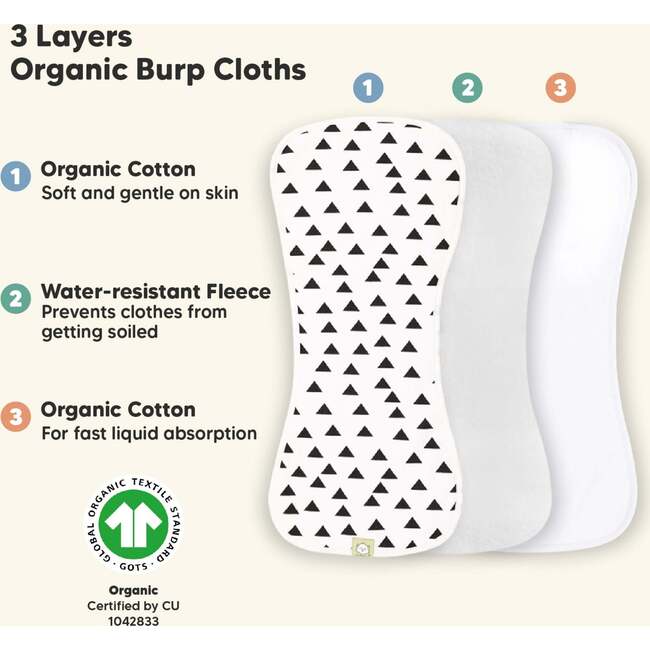 URBAN Organic Burp Cloths, Grayscape - Burp Cloths - 4