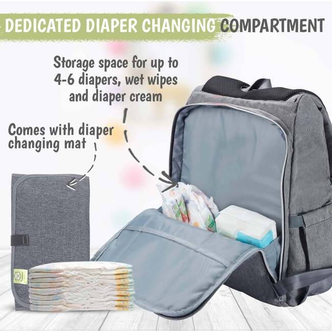 Explorer Diaper Backpack, Classic Gray - Carriers - 5