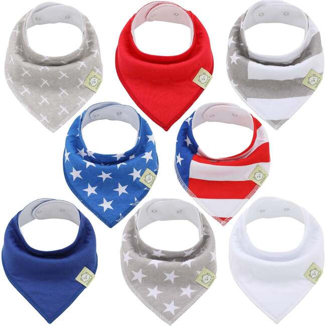 8-Pack Organic Baby Bandana Drool Bibs for Boys and Girls, US of A - Bibs - 1